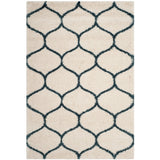 Moroccan Pattern Ivory Slate Blue Plush Area Rug