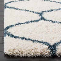 Moroccan Pattern Ivory Slate Blue Plush Area Rug