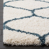 Moroccan Pattern Ivory Slate Blue Plush Area Rug