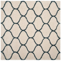 Moroccan Pattern Ivory Slate Blue Plush Area Rug