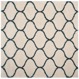 Moroccan Pattern Ivory Slate Blue Plush Area Rug