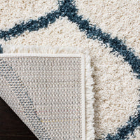 Moroccan Pattern Ivory Slate Blue Plush Area Rug