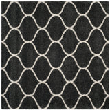 Moroccan Pattern Dark Grey Ivory Plush Shag Area Rug