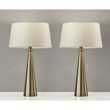 Set of 2 Contemporary Tapered Brass Metal Table Lamps - 13 x 13 x 22
