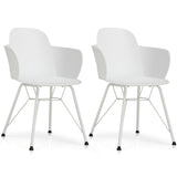 Chair - 19"x Set of 2 Metal Frame Modern Petal-Shape Plastic Dining 19" x 33"(L x W x H)
