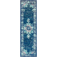 Traditional Medallion Distressed Navy Blue Cream Light Gray Area Rug