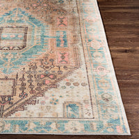 Distressed Medallion Machine Washable Area Soft Rug