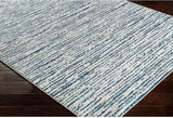 Contemporary Ivory Blue Stripes Area Rug