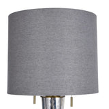 StyleCraft Jasper Chrome Transitional Pillar Design Glass Body Table Lamp with Light Grey Fabric Shade
