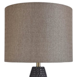 StyleCraft Laughlin Ceramic Gold and Gray Table Lamp - Beige Hardback Fabric Shade