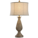 StyleCraft Poly Brown with Black Tint Table Lamp - Beige Shade