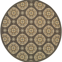 Floral Gray/Grey/Gold Indoor-Outdoor Area Rug