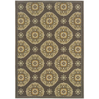 Floral Gray/Grey/Gold Indoor-Outdoor Area Rug