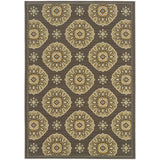 Floral Gray/Grey/Gold Indoor-Outdoor Area Rug