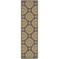 Floral Gray/Grey/Gold Indoor-Outdoor Area Rug