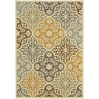 Floral Ivory/Grey/Gray Indoor-Outdoor Area Rug