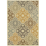 Floral Ivory/Grey/Gray Indoor-Outdoor Area Rug