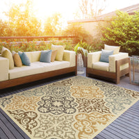 Floral Ivory/Grey/Gray Indoor-Outdoor Area Rug