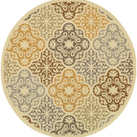 Floral Ivory/Grey/Gray Indoor-Outdoor Area Rug