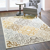 Floral Ivory/Grey/Gray Indoor-Outdoor Area Rug
