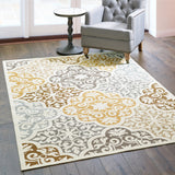 Floral Ivory/Grey/Gray Indoor-Outdoor Area Rug