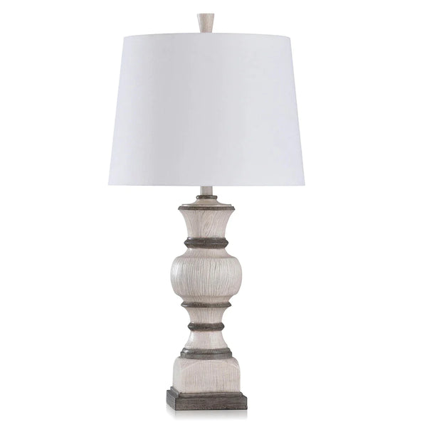 Traditional Table Lamp - Wood Grain Texture Finished - Eggshell & Ash