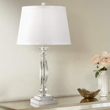 Cut Crystal Column 23" High Accent Table Lamp