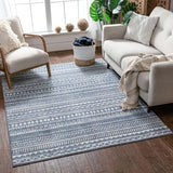 Easton Blue Modern Geometric Soft Area Rug