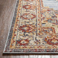 Transitional Persian Aztec Grey Red Flatweave High-Low Soft Area Rug