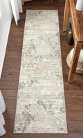 Grey Vintage Persian Panel High-Low Soft Area Rug