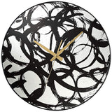 Allana Black Print 17 3/4" Round Mirrored Wall Clock