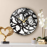 Allana Black Print 17 3/4" Round Mirrored Wall Clock