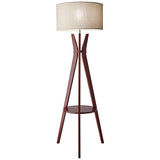 Bedford Solid Walnut Wood Tripod Floor Lamp with Shelf