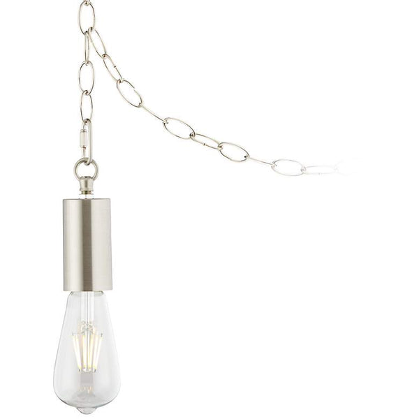 Brushed Nickel Plug-In Hanging Swag Chandelier with Edison Style LED Bulb