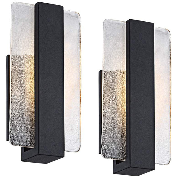 Cascadia Piastra Glass 11 3/4" High Black LED Wall Sconce Set of 2