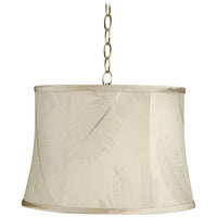 Cream Embroidery 16" Wide Antique Brass Shaded Pendant Light