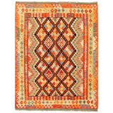 Flat-weave Sivas Navy, Red Wool Soft Kilim