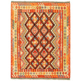 Flat-weave Sivas Navy, Red Wool Soft Kilim
