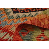 Flat-weave Sivas Navy, Red Wool Soft Kilim