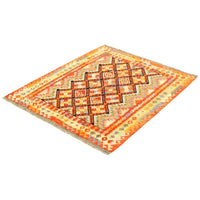 Flat-weave Sivas Navy, Red Wool Soft Kilim