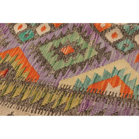 Flat-weave Sivas Grey, Purple Wool Soft Kilim
