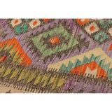 Flat-weave Sivas Grey, Purple Wool Soft Kilim