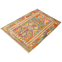 Flat-weave Sivas Grey, Purple Wool Soft Kilim