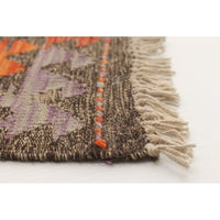Flat-weave Sivas Grey, Purple Wool Soft Kilim