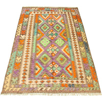 Flat-weave Sivas Grey, Purple Wool Soft Kilim