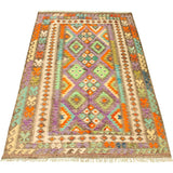 Flat-weave Sivas Grey, Purple Wool Soft Kilim