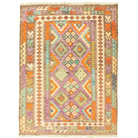 Flat-weave Sivas Grey, Purple Wool Soft Kilim