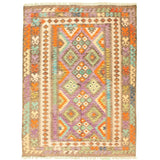 Flat-weave Sivas Grey, Purple Wool Soft Kilim