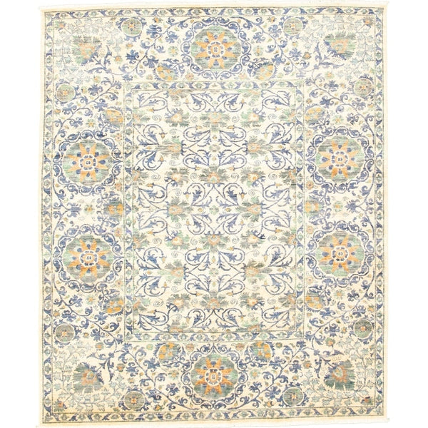 Hand-knotted Signature Collection Cream Wool Soft Rug