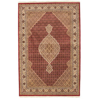 Hand-knotted Tabriz Haj Red Wool Soft Rug